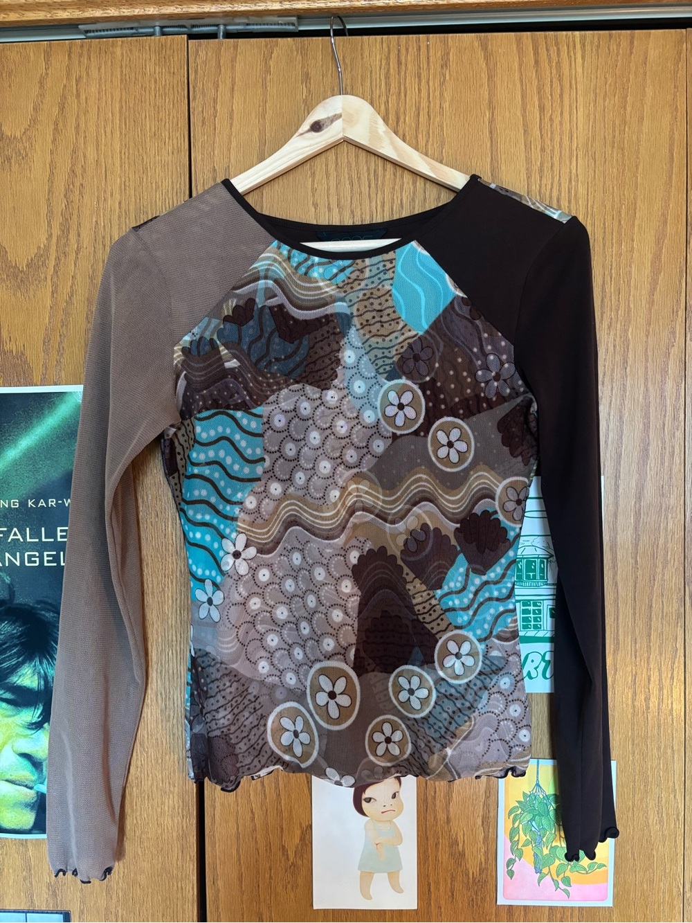 Anac Brown & Teal Floral Wave Long-Sleeve Top